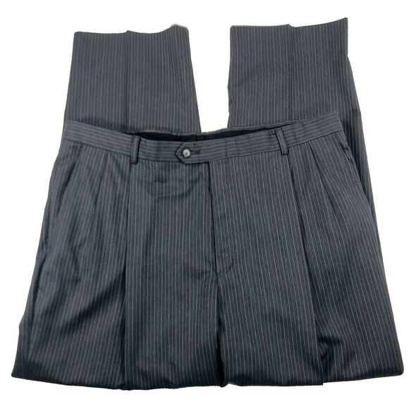 Hart Schaffner Marx Suit Wool Gold Trumpeter 44 S Stripe Gray 39 x 30 Pants  USA - Picture 12 of 16